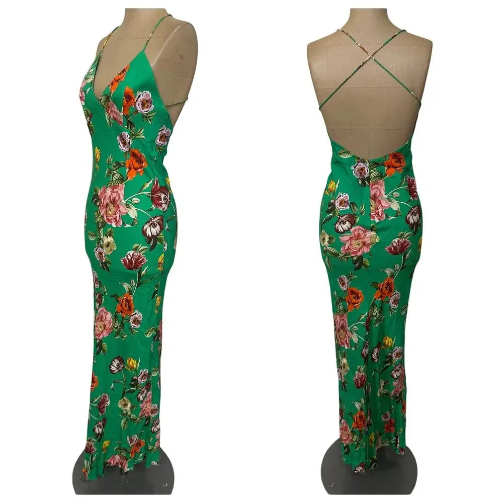 Alice + Olivia Maxi Dress Loma Green Floral - Picture 5 of 7